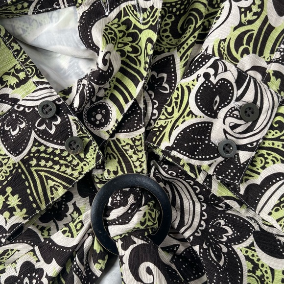Silkland Y2K Silk Jacket 12 Collar Button-Up Tie Buckle Blouse Retro Paisley - Picture 4 of 8